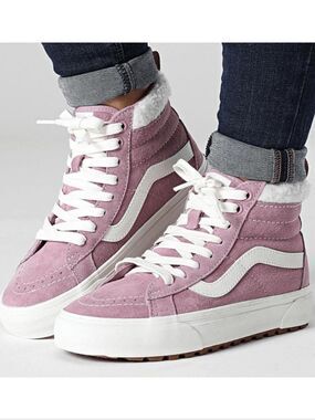 Vans Sk8-Hi Mte All Weather Lilas Pink Suede Sherpa Sneakers